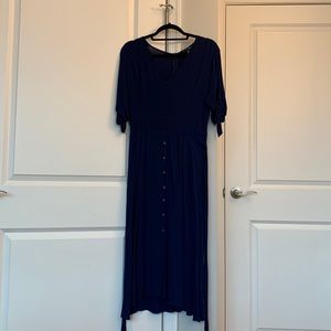 Aqua by Bloomingdales navy tie back midi dress